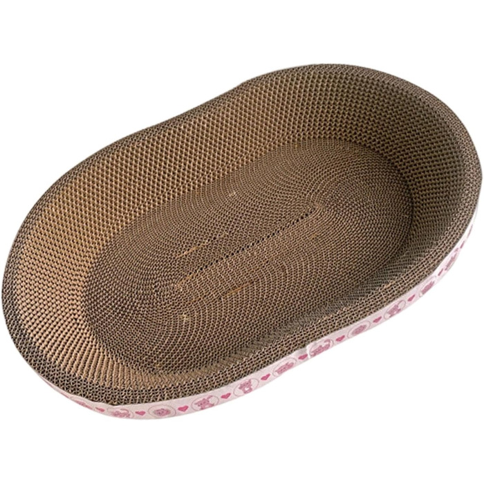 Котячий когтеточка з картону овальної форми, ігровий центр для котів, стильний лежак, 57x39x9.5 см