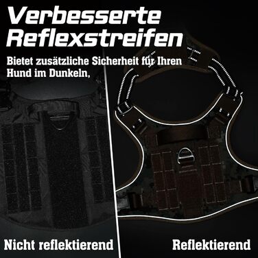 Нашийник для собак Rabbitgoo середнього розміру, анти-тяговильний, регульований з ручкою, міцний, з металевими пряжками, для піших прогулянок (M, L), камуфляжний, коричневий