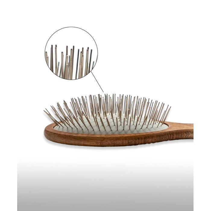 Щітка для собак та котів з бука з гнучкими сталевими щетинками 20 мм - MD-10 COLLECTION