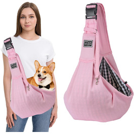 PETCUTE Сумка-переноска для собак до 7.5 кг, рожева, з регульованим ременем та передньою кишенею