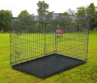 Клітка для собак 42' - складана переноска для собак, металева переноска з 2 дверцятами, переноска для автомобіля, переноска для тварин, переноска для собак з піддоном