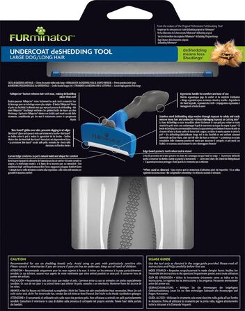 Фурмінатор для великих довгошерстих собак Furminator L, щітка для видалення підшерстка, чорний/синій/сріблястий, покращений дизайн