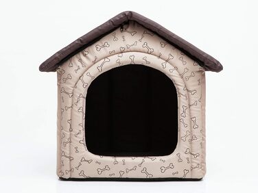 Будиночок-ліжко для собак і котів PillowPrim, середній M, 44x38 см, бежевий з кісточкою