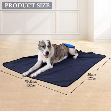 Водонепроникний плед для собак PETTOM 152x127 см, м'який плед для великих і маленьких собак, захисний плед для дивану, ліжка, автокрісла, меблів - 30°C, великий, синій