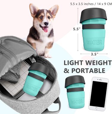 Водяна пляшка для собак та котів, 520 мл, портативна, без BPA, чорна