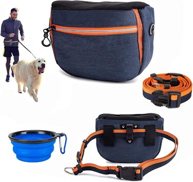 Сумка для корму для собак, сумка для ласощів, водонепроникна сумка для корму, сумка для ласощів, миска для їжі та подорожей, для тренувань собак та зберігання корму (Блакитна)