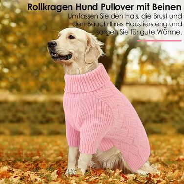 Пуловер для собак AOFITEE, теплий зимовий пуловер з коміром-гетром, для маленьких собак, чихуахуа, французького бульдога (XL, Рожевий)