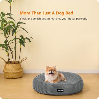 Кругле ліжко для собак середніх порід, котів. М'яке, зручне, знімний чохол, Ø 70 см, 60x60x18 см, сірий колір