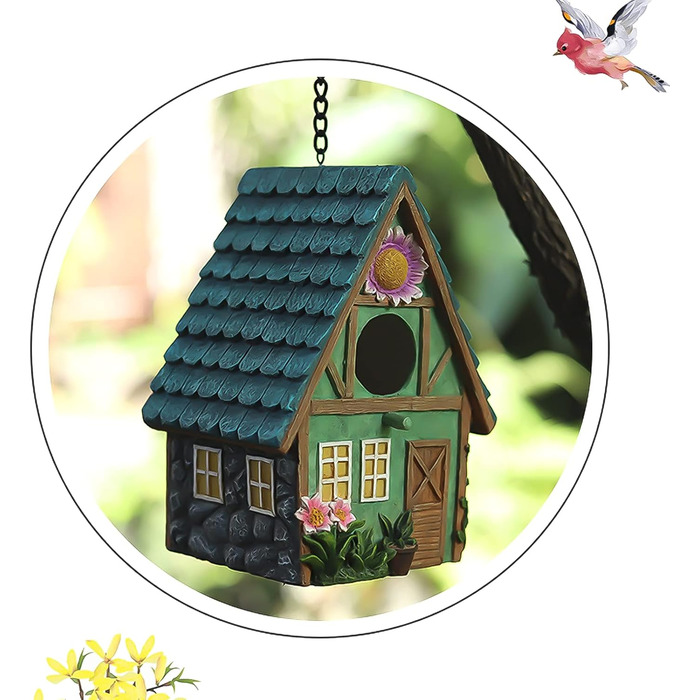 Дерев'яний будиночок для птахів з декоративним дахом, 21 x 15 x 13 см - ідеально для балкона та саду