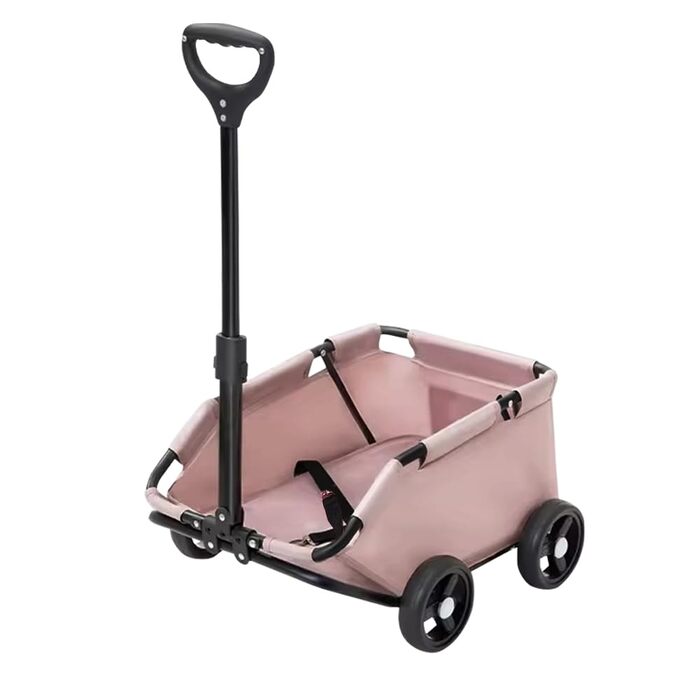 Дитяча коляска для собак середніх порід, до 25 кг, 4 колеса, складана, для подорожей, сірий/рожевий (51 x 35 x 31 см)