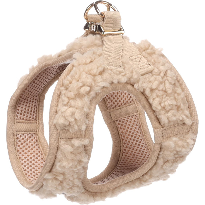 Нашийник для собак Flamingo Step&Go Pookie – Бежевий – Розмір S (A: 30–35см, B: 37–40см, 5мм) – М'який флісовий нашийник з липучкою, кліпсою та золотими деталями (Pookie Beige XS 28-30см 30-32см)