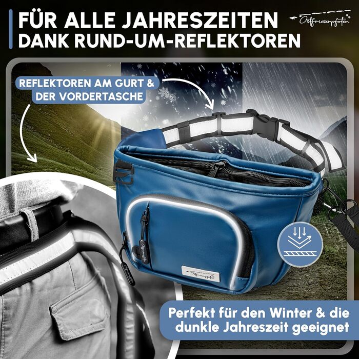 Сумка для ласощів для собак 'Talea' з штучної шкіри, темно-синя - Легкий доступ завдяки магнітному закриттю, знімний внутрішній кишеню, для аксесуарів для собак