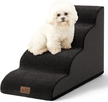 Сходинки для собак - 50 см, для маленьких собак, з високощільним губчатим матеріалом, знімний та миючий чохол, неслизьке дно, 4 сходинки, (Чорний, 4 сходинки (40x72x50 см))