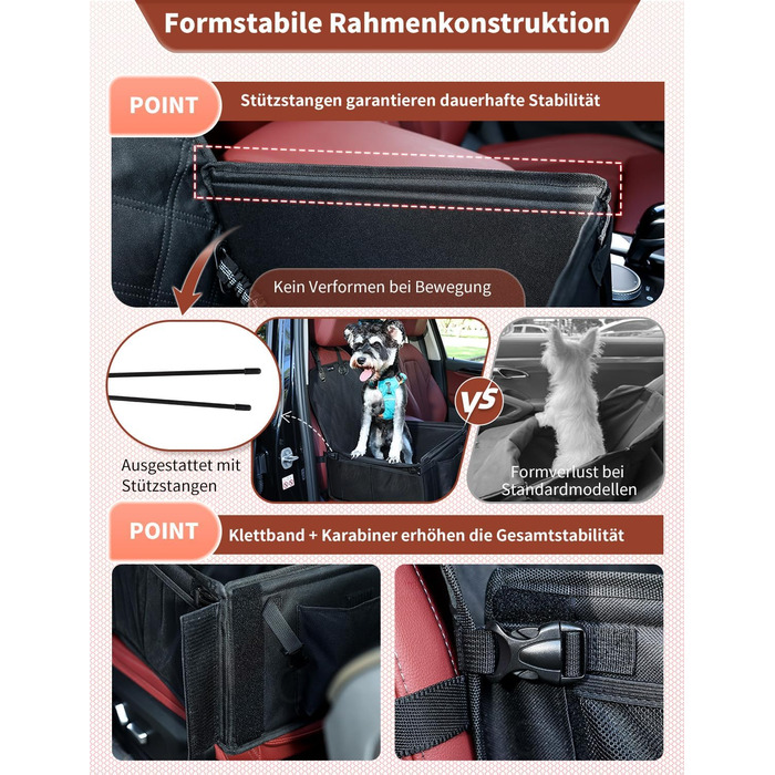 Автокрісло для собак KYG - Стабільне, водонепроникне, неслизьке та стійке до подряпин - для собак малого та середнього розміру - на переднє та заднє сидіння (Чорний) 6696