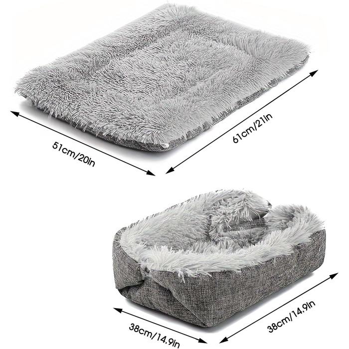 Килимок-лежанка для котів та собак середніх порід, 2-в-1, плюшевий, теплий, самонагрівальний, для дому