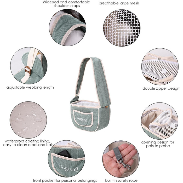 Шлейка для собак - регульована водонепроникна сумка-переноска для котів, легка сумка на плече для подорожей, сітчаста переноска з надійним ремінним кріпленням для маленьких тварин