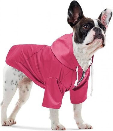 Водонепроникний собачий дощовик з капюшоном, рожевий (L)