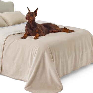 Водонепроникний плед для собак великих порід LE SURE, 100x80 см, Outdoor, Sherpa Fleece, для дому та на вулицю, можна прати, підходить для котів та собак, кремовий колір