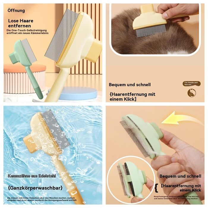 Щітка Fellblitz для грумінгу домашніх тварин: самоочищуючийся гребінець від бліх для довгої та короткої шерсті