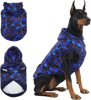 Теплий зимовий пуловер для собак IECOii з отвором для повідка та світловідбиваючими смугами (M-4XL, Синій)