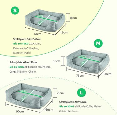 Крісло-ліжко для собак великих порід, 90x69x21 см, зелене, з м'якою подушкою, миється, двостороннє