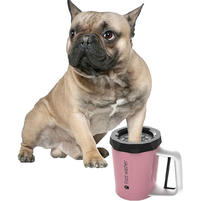 Очисник для лап собак PJDDP: портативний, силіконовий, з щіткою та рушником. Підходить для собак та котів (рожевий)