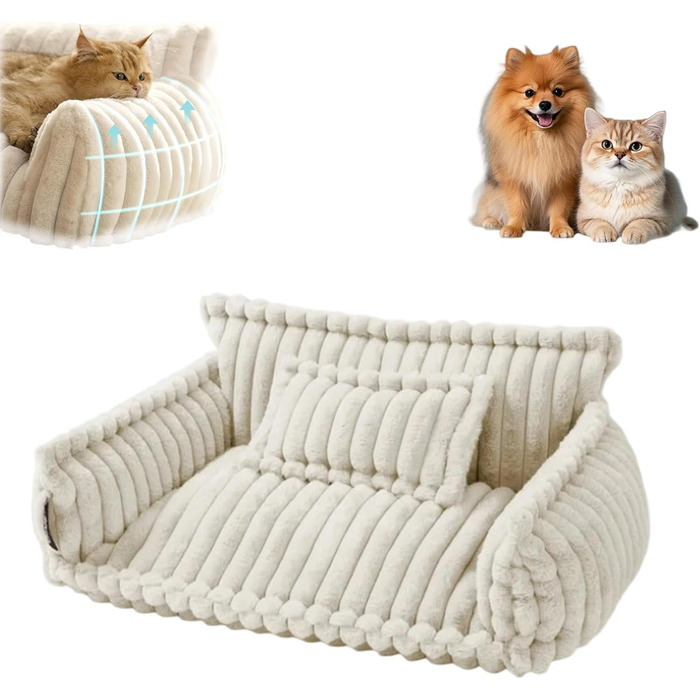 Ортопедичний лежак для котів та собак, лежанка для собак, миється, стійка до подряпин, нековзна основа, для великих, середніх та маленьких собак та котів (білий, M)