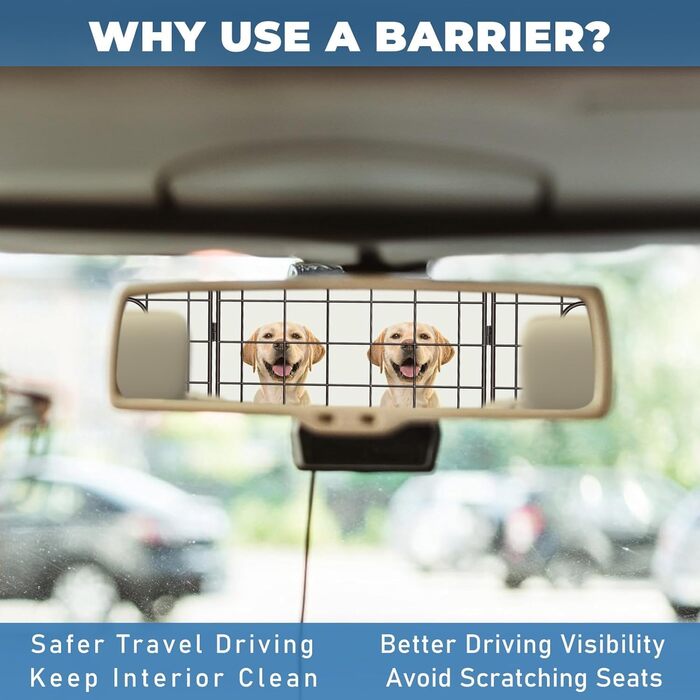 Бар'єр для собак OUSHENG в SUV: регульована перегородка для автомобіля, сітка, чорний колір