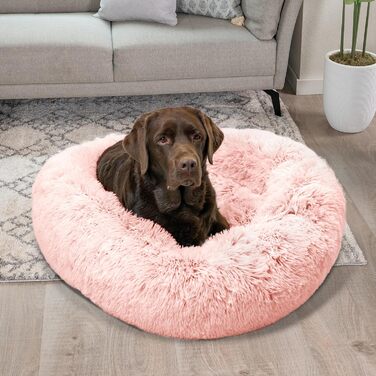 Ліжко для котів і собак Best Friends by Sheri Original Calming Shag Donut з покривалом, бавовна, рожеве, розмір L, 91,4x91,4 см