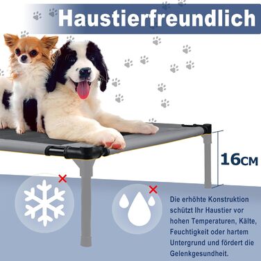 Підвищене ліжко для собак з балдахіном, 76x61x76 см, з металевим каркасом, тканинне, дихаюче, для собак та котів, для дому та вулиці