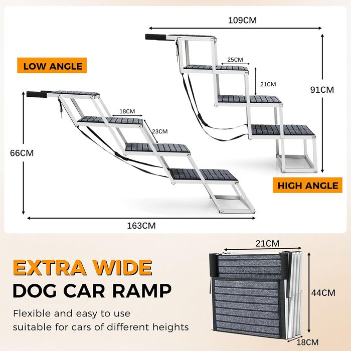 Сходинки для собак Extra Wide Snagle Paw: алюмінієві, 4 сходинки, з антиковзким килимком, для автомобілів SUV та позашляховиків