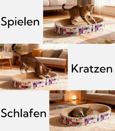 Кігтеточки для котів 2 шт. - овальні, 61 см, з лежаком, з картону, XXL (60x40x9 см)