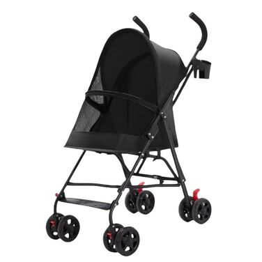 Візок для собак та котів, сталевий, 4 колеса, для будь-якої місцевості, складний, легкий, практичний, рожевий (97 x 45 x 55 см)