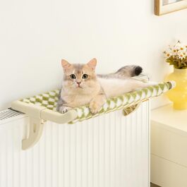 Підвісне котяче ліжко MEWOOFUN на вікно, 50x36 см, знімне, для котів до 18 кг, гама Green L, з м'яким матрацом, без присосок, для підвіконня та батареї