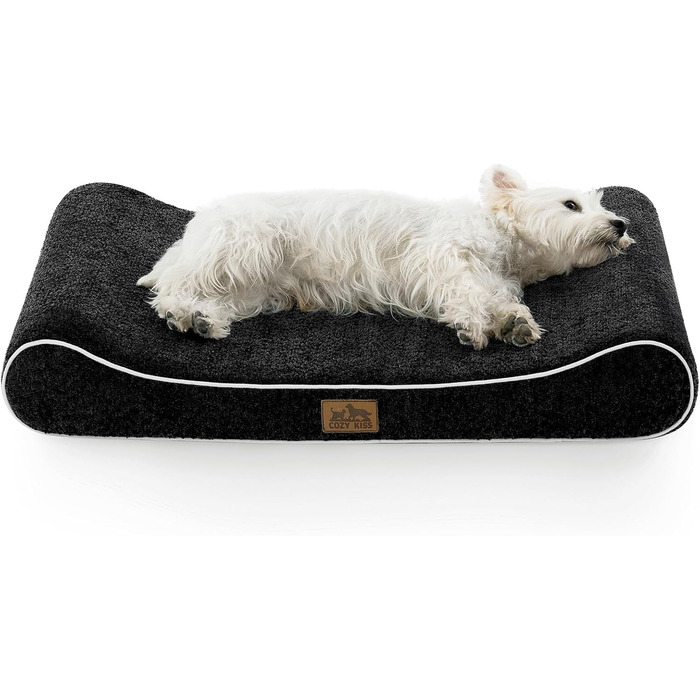 Лежанка для собак, 90x60x13 см, з високим бортиком. Ортопедичний лежак для собак з м'якого каучуку, водонепроникного та неслизького матеріалу, у формі човна. Підходить для собак вагою до 29 кг, чорного кольору, розмір M (90x60x13 см)