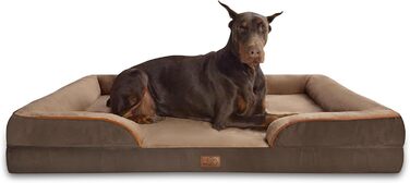 Ортопедичне ліжко для собак BEDSURE - 122x89 см, зручне диван для великих собак, з ефектом пам'яті, коричневий, миється, антиковзаюче