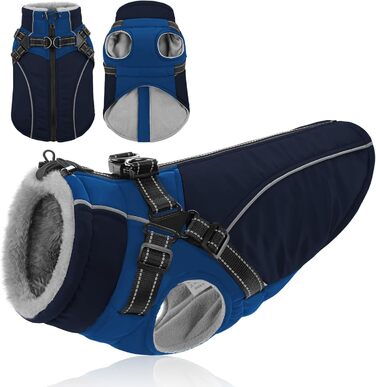 Зимовий теплий одяг для собак Konvinit: куртка з підкладкою з флісу, світловідбиваючі елементи, для собак середніх розмірів, розмір M, зелений/синій (M: обхват грудей 53 см)