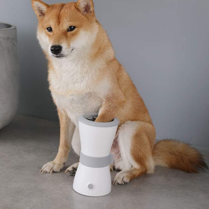 Автоматичний очищувач лап для собак PJDDP - мийка лап для домашніх тварин, портативна щітка для чищення лап, білий