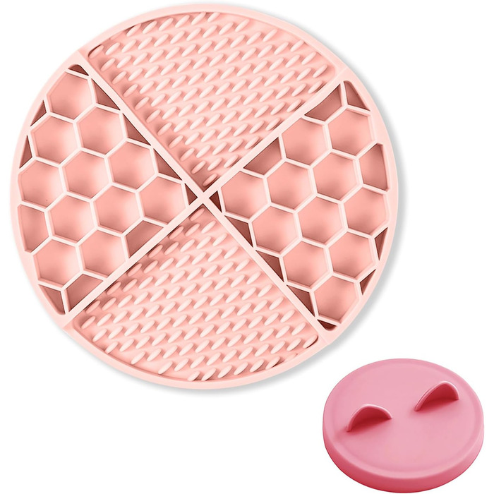 Килимок для лизання домашніх тварин з присосками та кришкою від банки для собак та котів, харчовий силікон, повільне годування, інтелектуальна іграшка-головоломка, килимок для ласощів, неслизький, для заспокоєння та розваги, персиковий (пісочний)