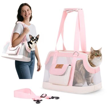 Транспортна сумка для собак та котів ALLSOPETS, рожева: легка, дихаюча, для подорожей та ветеринара