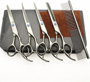 Набір професійних ножиць для грумінгу домашніх тварин, 15 см, нержавіюча сталь, безпечні, гострі, фіолетовий