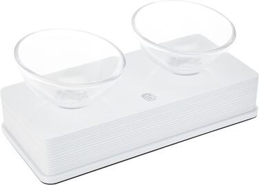 Миска для котів Catit Style Glass Diner, скляна, піднята, чорна глянцева, 2 x 200 мл (біла глянцева)