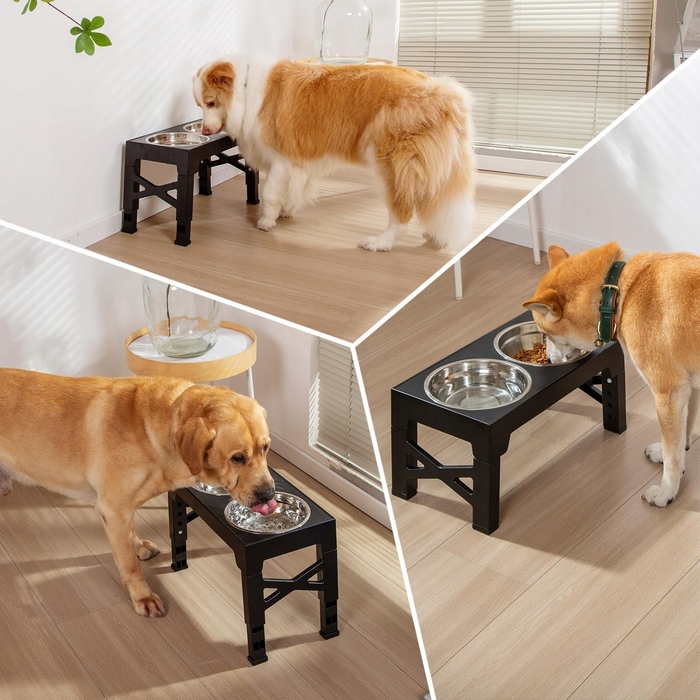 Подвійна підвищена миска для собак та котів, миска для корму