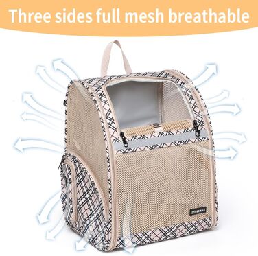 Рюкзак-переноска для собак і котів, дихаючий сітчастий рюкзак, складний, портативний, для подорожей, кемпінгу, до ветеринара, до 6,8 кг (Хакі)