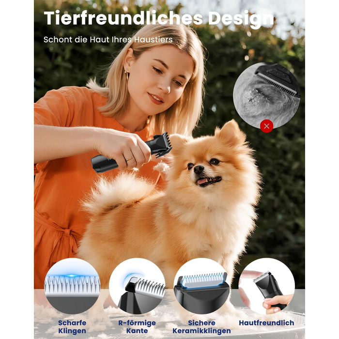 Набір для стрижки собак 4-в-1: машинка, триммер для лап, безпечний точило для кігтів. Тиха та акумуляторна машинка для тіла, обличчя та лап собак та котів