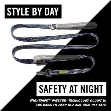 Повідок для собак BUILT Pet Nightsafe, розмір S, морський синій та жовтий, світловідбивний