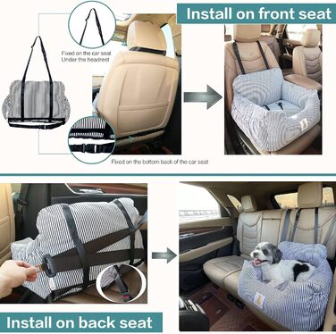 Автокрісло для собак маленьких порід, знімний та миючий чохол, підвищення для цуценят з кишенями для зберігання та страхувальним ремінцем, неслизьке дно, для авто та дому, чорний
