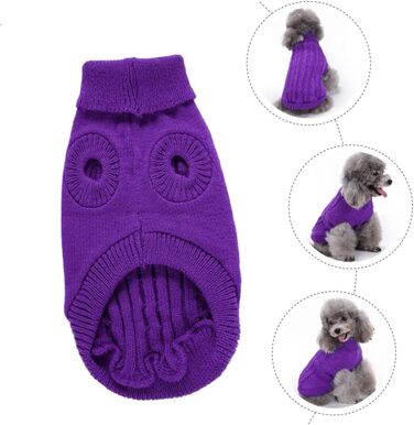 Пов'язка на голову для собак POPETPOP з акрилових волокон, милий дизайн, тепла, для зими, можна прати та використовувати повторно (XL, фіолетовий)