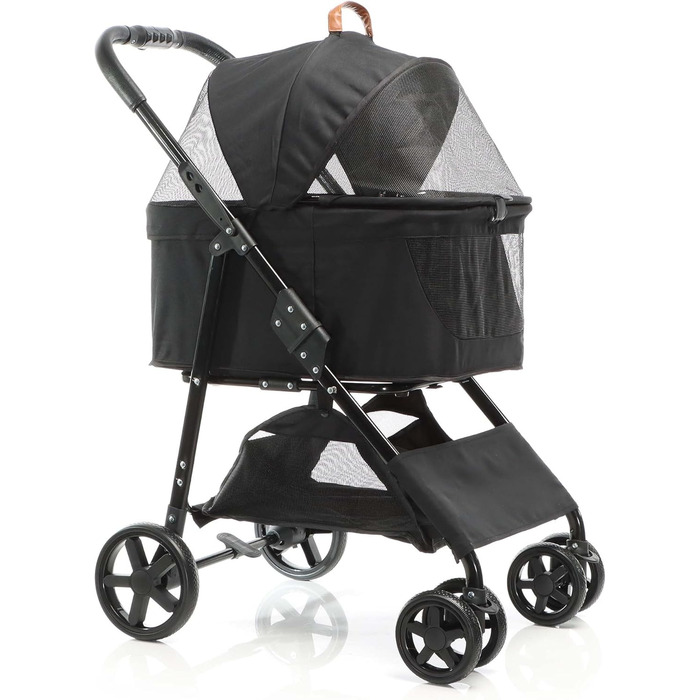 Візок для собак Fudajo 2в1, чорний, складна конструкція, з сумкою для тварин, до 20 кг, для собак та котів