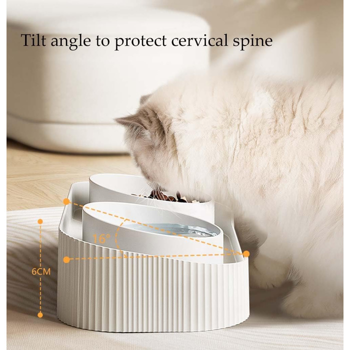 Дві миски для котів білого кольору, запобігають болю в шиї, миска для домашніх тварин, знімна, проти блювоти, керамічна миска, запобігає перекиданню, миска для корму котів з іграшковим м'ячиком, для кошенят, цуценят, собак, зелена, 33*17*6 см